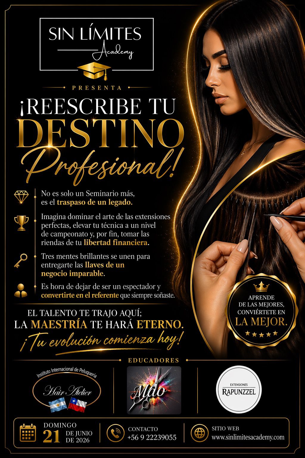 Flyer Sin Límites Academy — Reescribe tu Destino Profesional